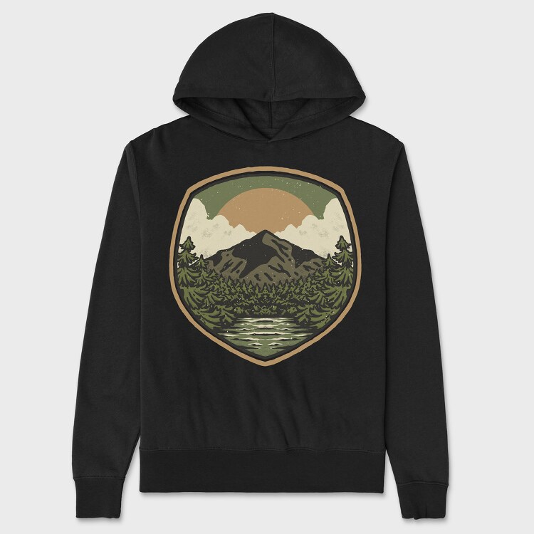 Green Vintage Landscape, Hanorac Oversize Barbati (Unisex)