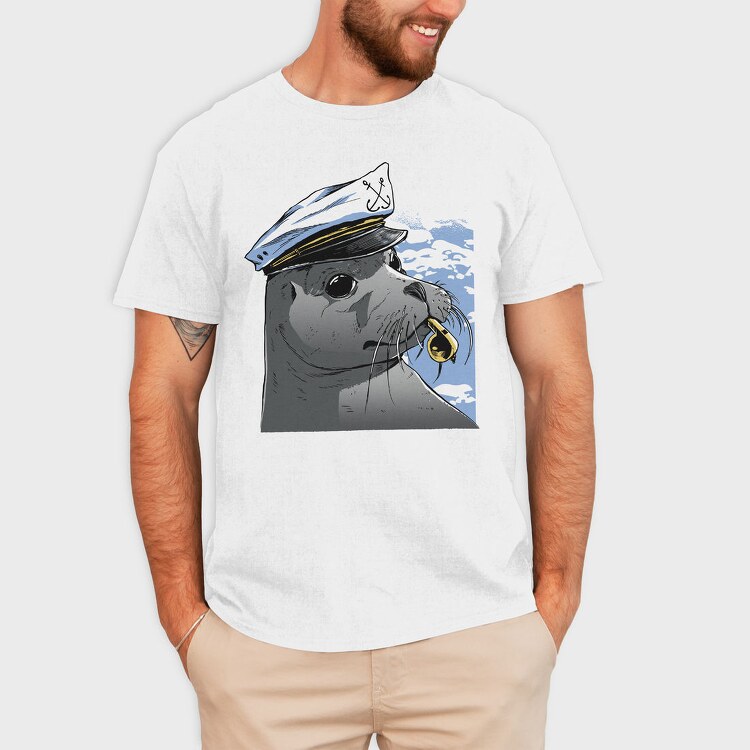 Seal Captains Hat, Tricou Barbati (Unisex)