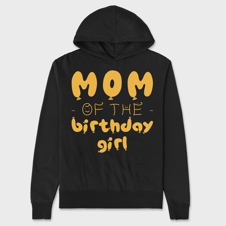 Mom of the Birthday Girl Orange, Hanorac Oversize Barbati (Unisex)