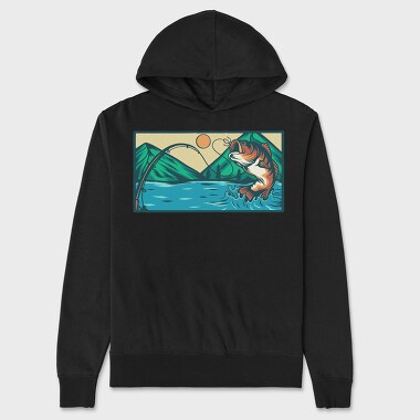 Bass Fishing Illustration 5, Hanorac Oversize Barbati (Unisex)