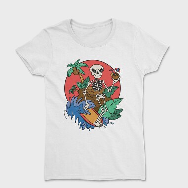 Tricou Femei, Surfing Skeleton