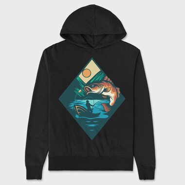 Bass Fishing Illustration 6, Hanorac Oversize Barbati (Unisex)