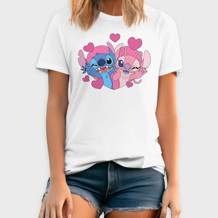 Stitch Love Heart, Tricou Barbati (Unisex)