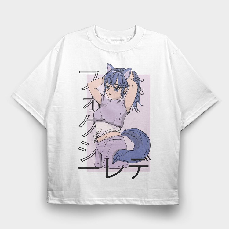 Cat Girl Tail, Tricou Oversize Barbati (Unisex)