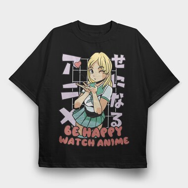 Anime Girl Love Watch, Tricou Oversize Barbati (Unisex)