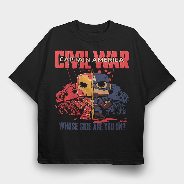 Captain America Civil War, Tricou Oversize Barbati (Unisex)