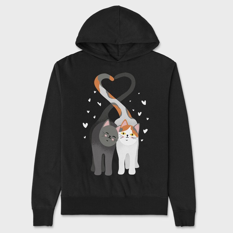 Cat Love Heart, Hanorac Oversize Barbati (Unisex)