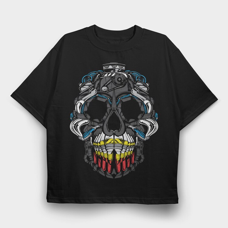 Cyberpunk Skull, Tricou Oversize Barbati (Unisex)