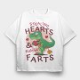 Dino Hearts Farts, Tricou Oversize Barbati (Unisex)