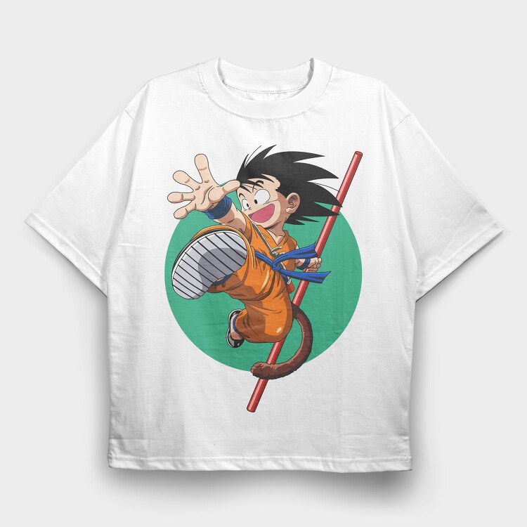 Goku Flying Kick, Tricou Oversize Barbati (Unisex)