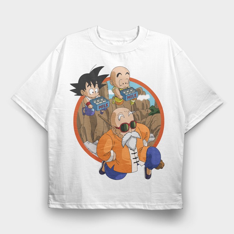 Goku Krillin Milk, Tricou Oversize Barbati (Unisex)
