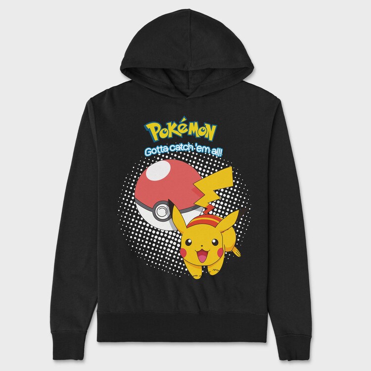 Pikachu Pokeball Catch, Hanorac Oversize Barbati (Unisex)