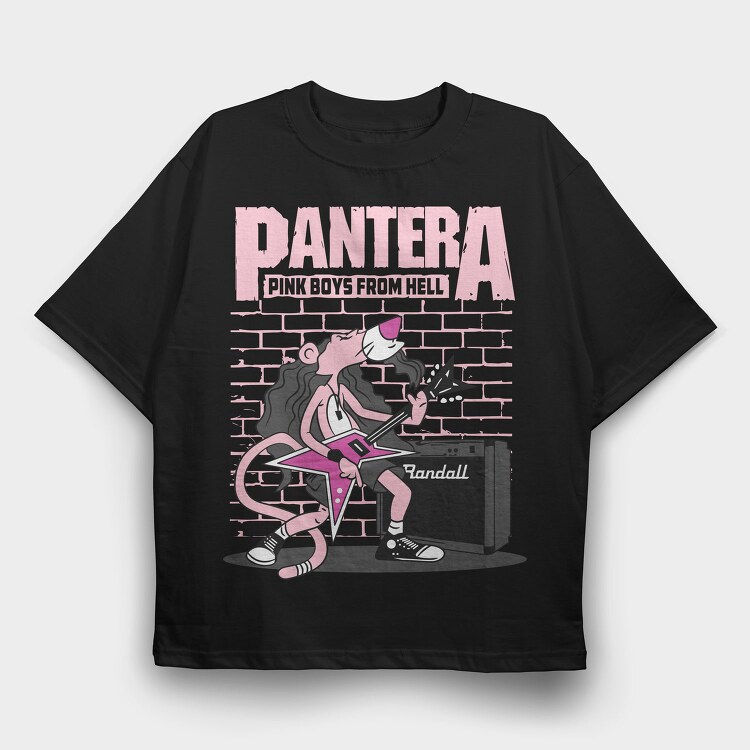 Pink Pantera Guitar, Tricou Oversize Barbati (Unisex)