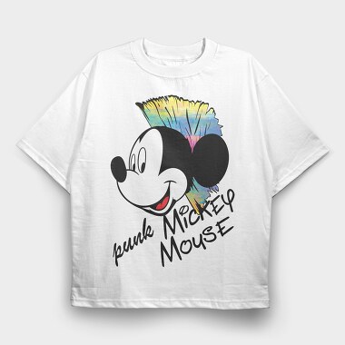 Punk Mickey Mouse, Tricou Oversize Barbati (Unisex)