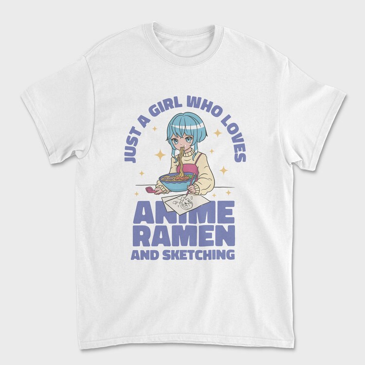 Ramen Sketch Girl, Tricou Barbati (Unisex)