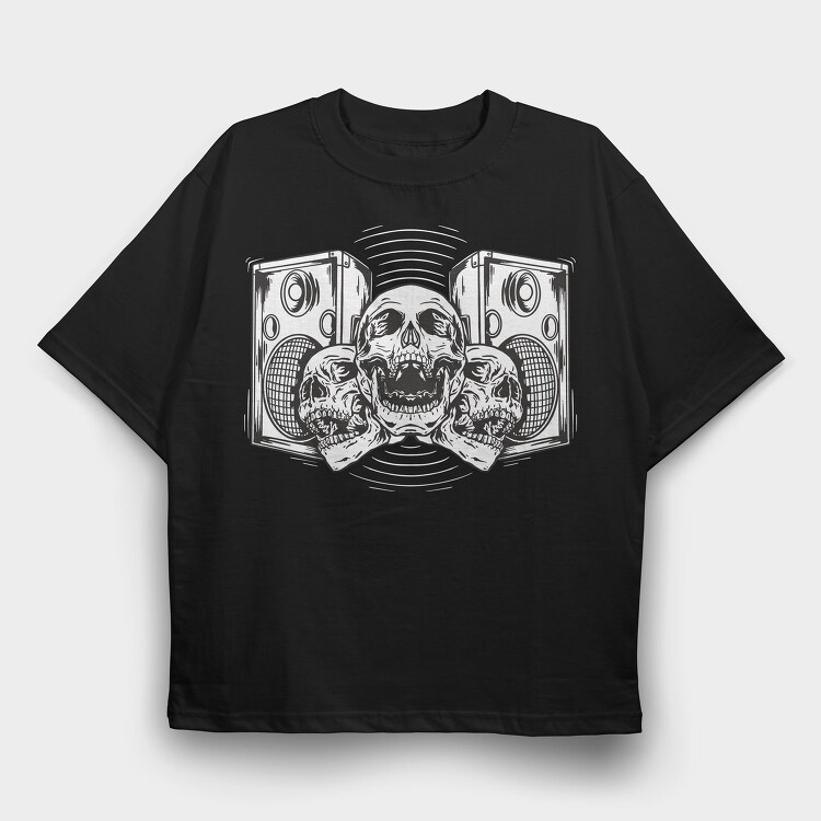 Skull Boombox, Tricou Oversize Barbati (Unisex)
