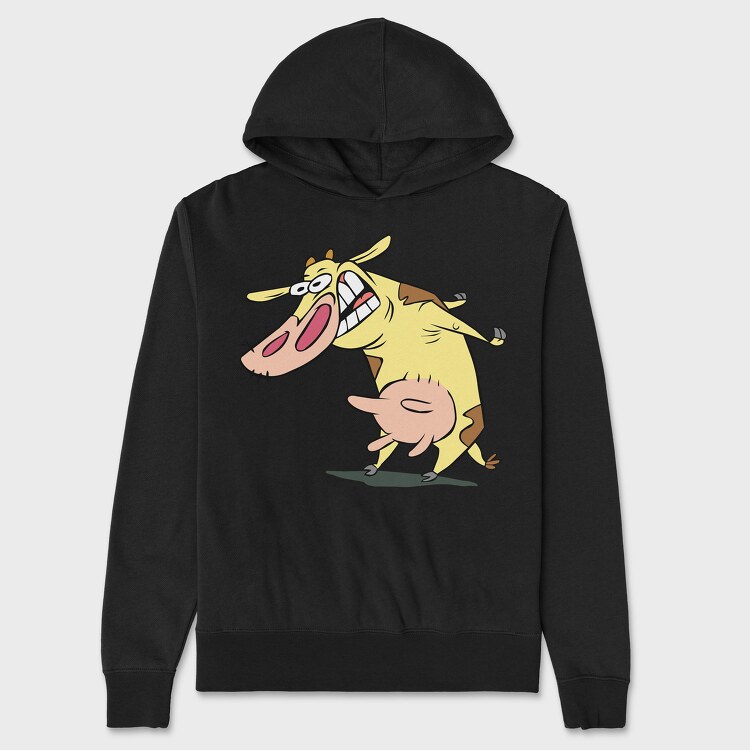 Hanorac Barbati (Unisex), Cartoon Retro Cow and Chicken 1