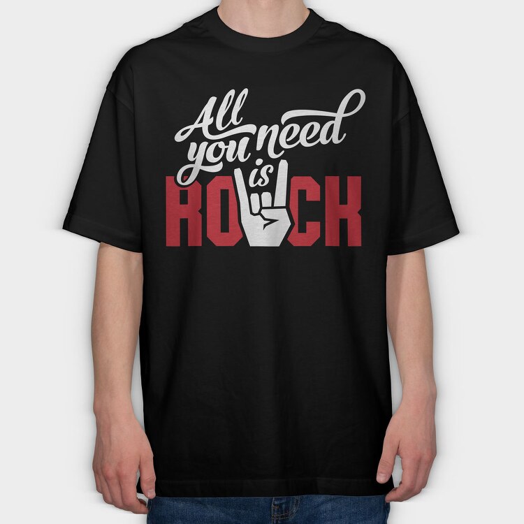 Rock On Red, Tricou Oversize Barbati (Unisex)