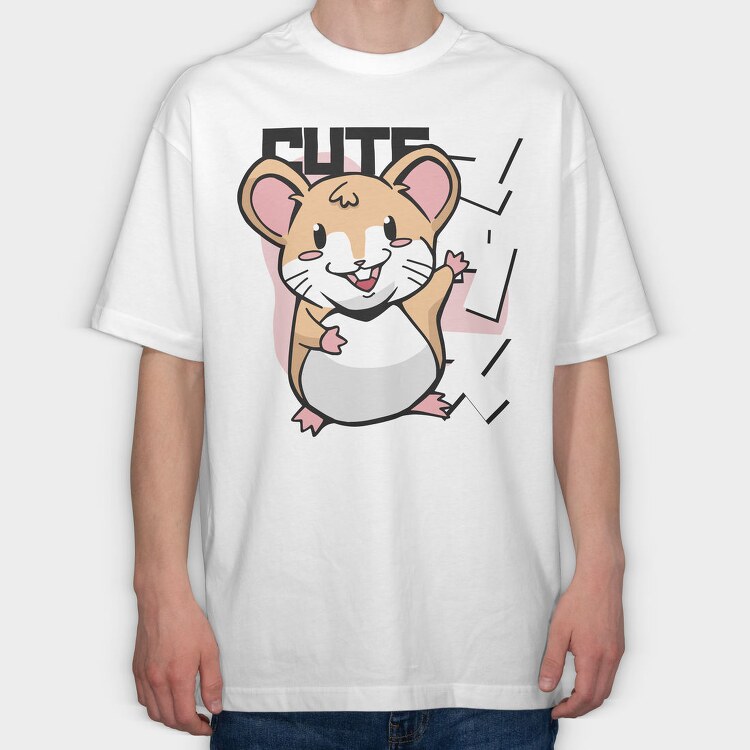 Cute Hamster Vibes, Tricou Oversize Barbati (Unisex)