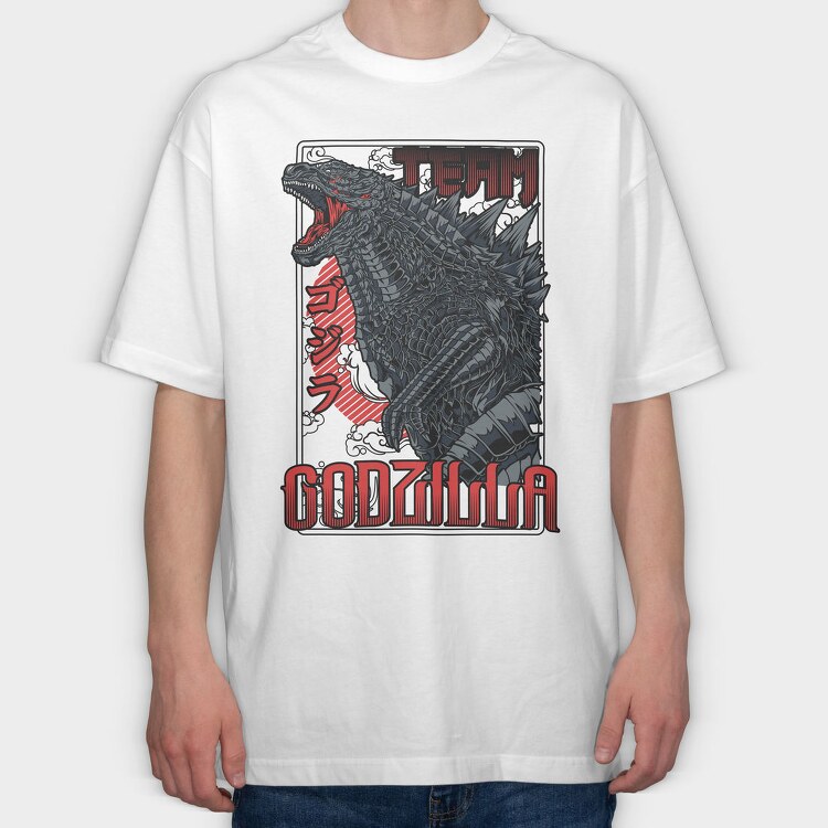 Godzilla Team, Tricou Oversize Barbati (Unisex)