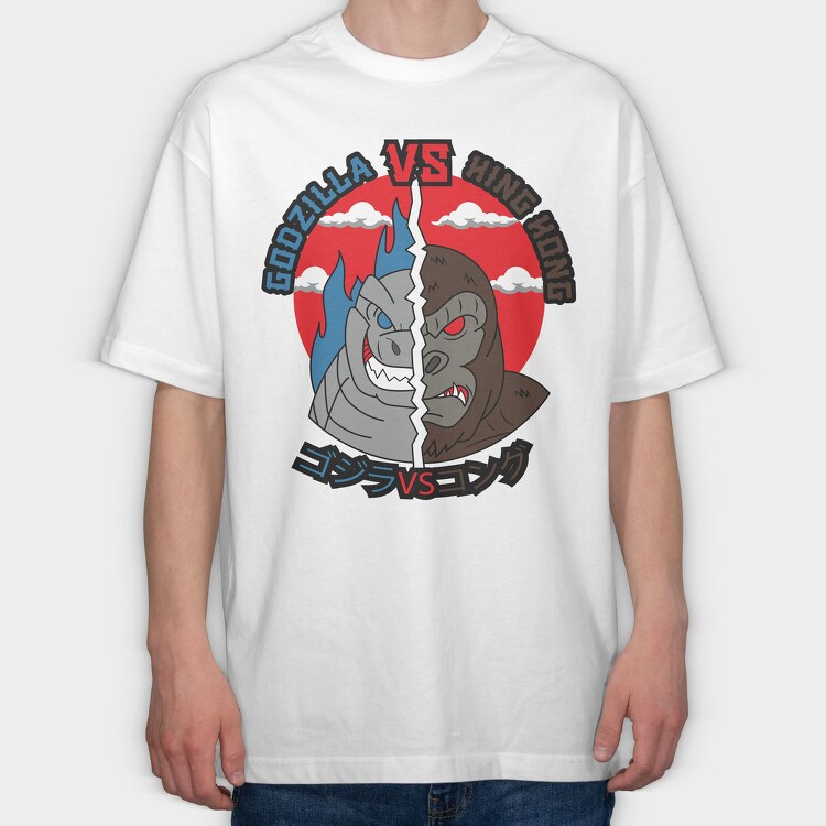 Godzilla Vs King Kong, Tricou Oversize Barbati (Unisex)