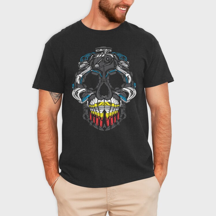 Cyberpunk Skull, Tricou Barbati (Unisex)