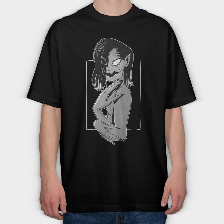 Dark Elf Grin, Tricou Oversize Barbati (Unisex)