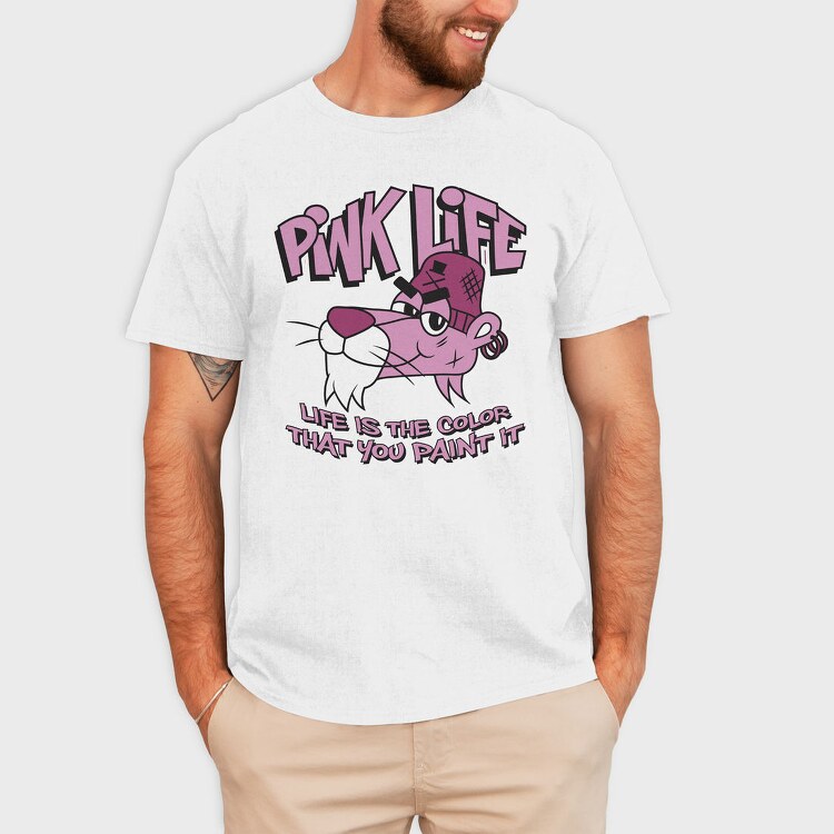 Pink Life Cat, Tricou Barbati (Unisex)