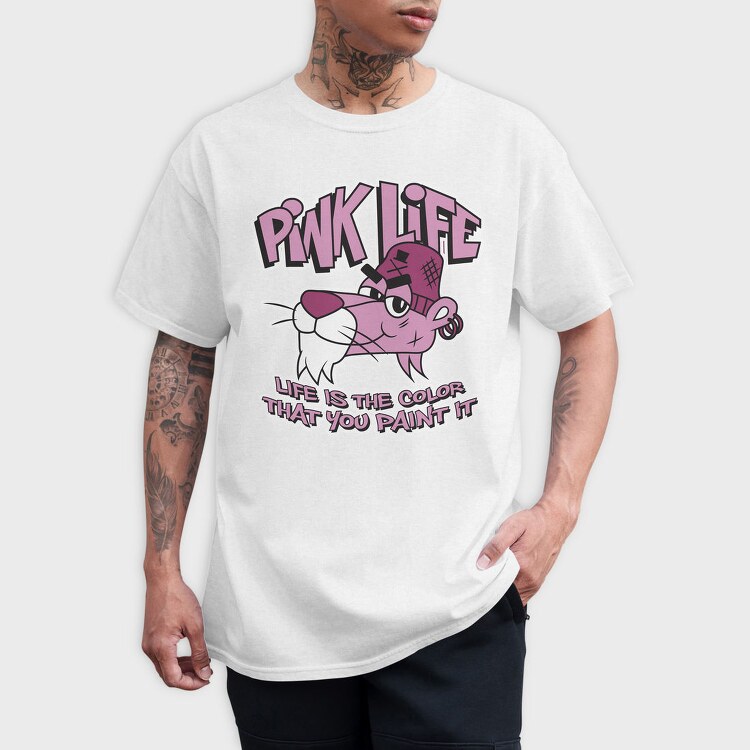 Pink Life Cat, Tricou Barbati (Unisex)