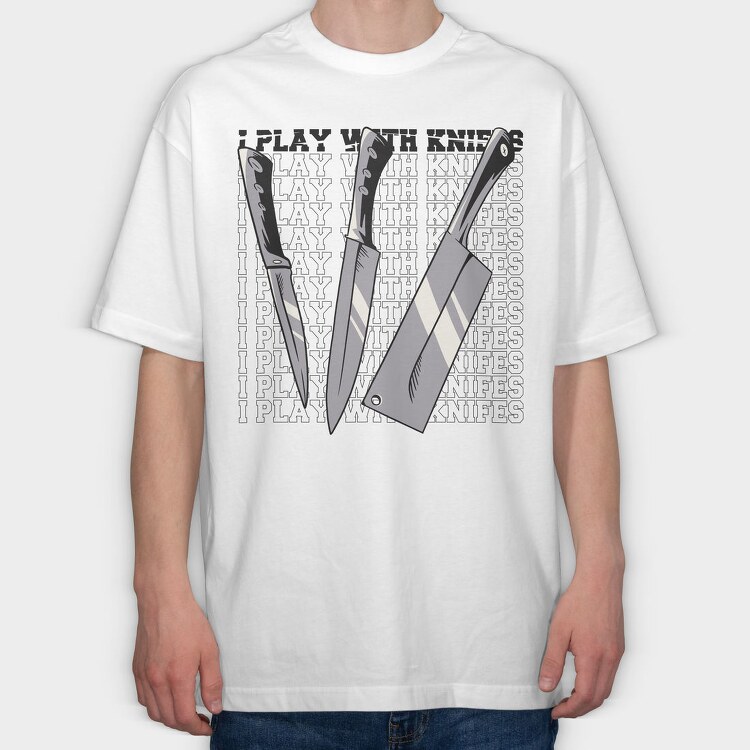Play With Knives, Tricou Oversize Barbati (Unisex)