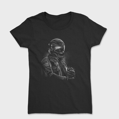 Tricou Femei, Helmet Rider Monochrome Portrait