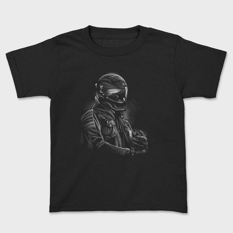 Tricou Copii, Helmet Rider Monochrome Portrait