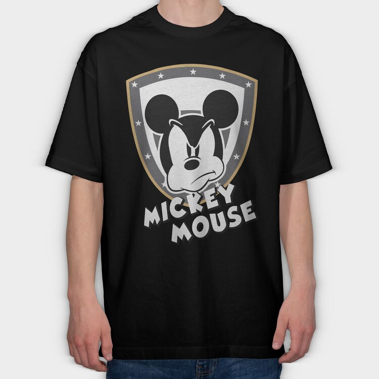 Mickey Mouse Shield, Tricou Oversize Barbati (Unisex)