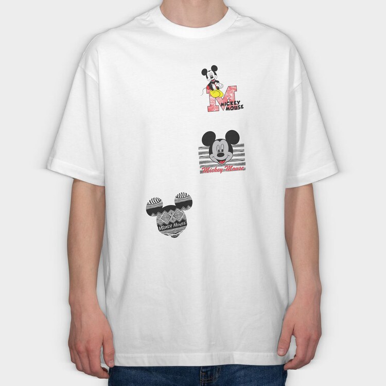 Mickey Mouse Stripes, Tricou Oversize Barbati (Unisex)