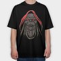 Skull Hood Red, Tricou Oversize Barbati (Unisex)