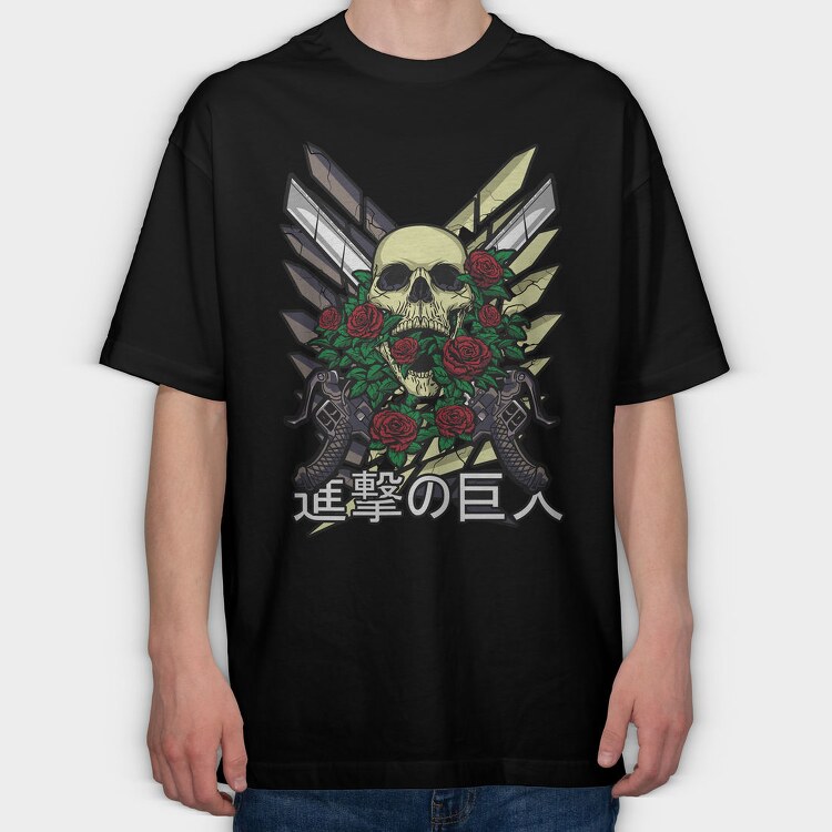 Skull Roses Guns, Tricou Oversize Barbati (Unisex)