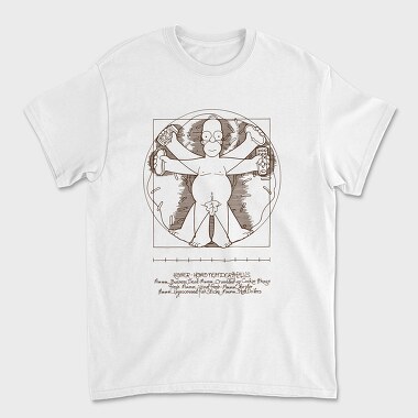 Homer Simpson Mensch Da Vinci Anatomie, Tricou Barbati (Unisex)