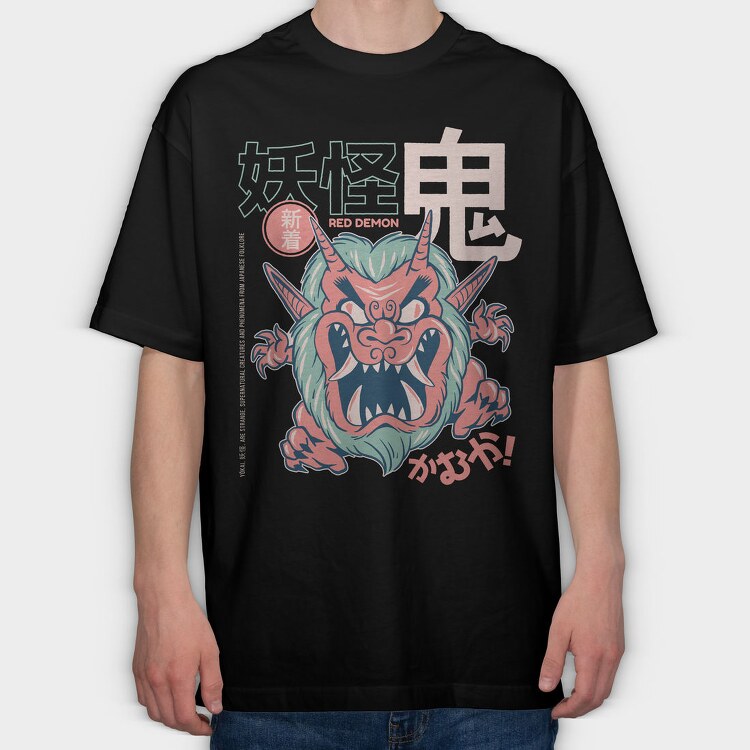 Red Demon Yokai, Tricou Oversize Barbati (Unisex)