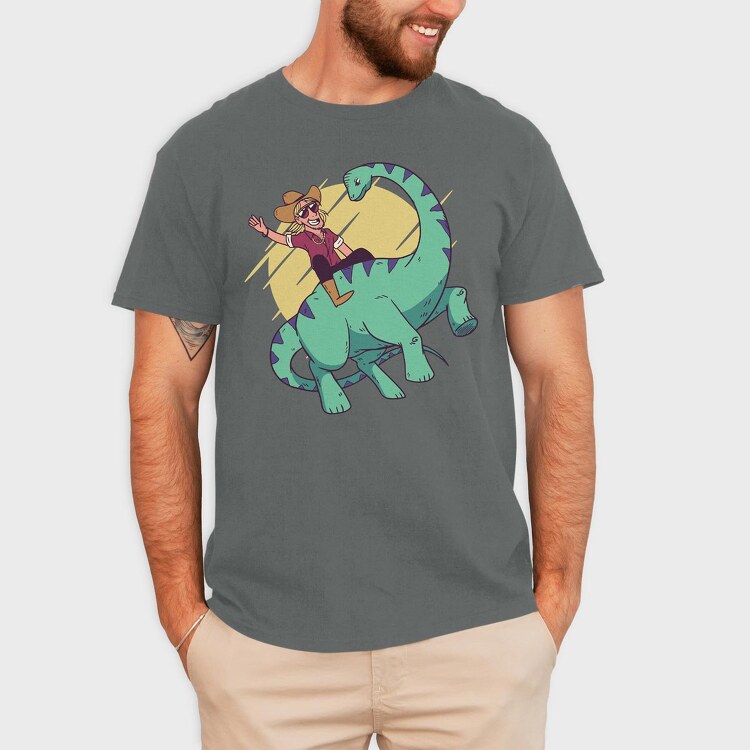 Cowboy on Dinosaur, Tricou Barbati (Unisex)