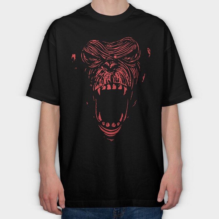 Red Scream Face, Tricou Oversize Barbati (Unisex)