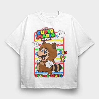 Mario Raccoon 1up, Tricou Oversize Barbati (Unisex)