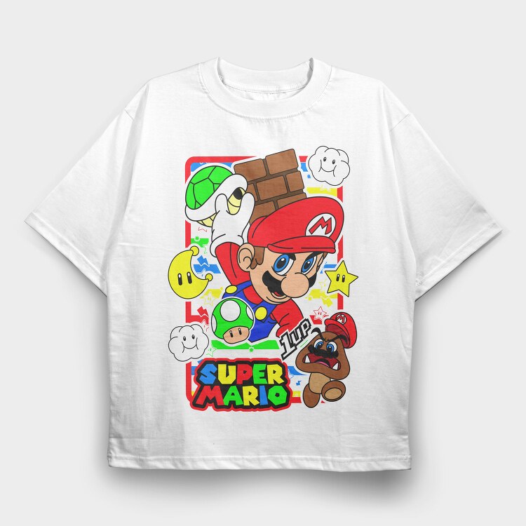 Super Mario 1up, Tricou Oversize Barbati (Unisex)