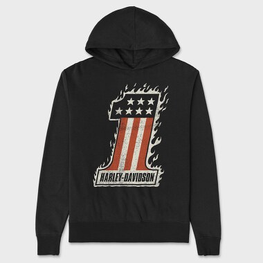 Harley Davidson Flames Stars Flag, Hanorac Oversize Barbati (Unisex)