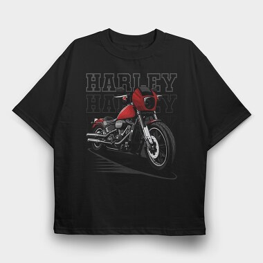 Harley Davidson Red Bike Ride, Tricou Oversize Barbati (Unisex)