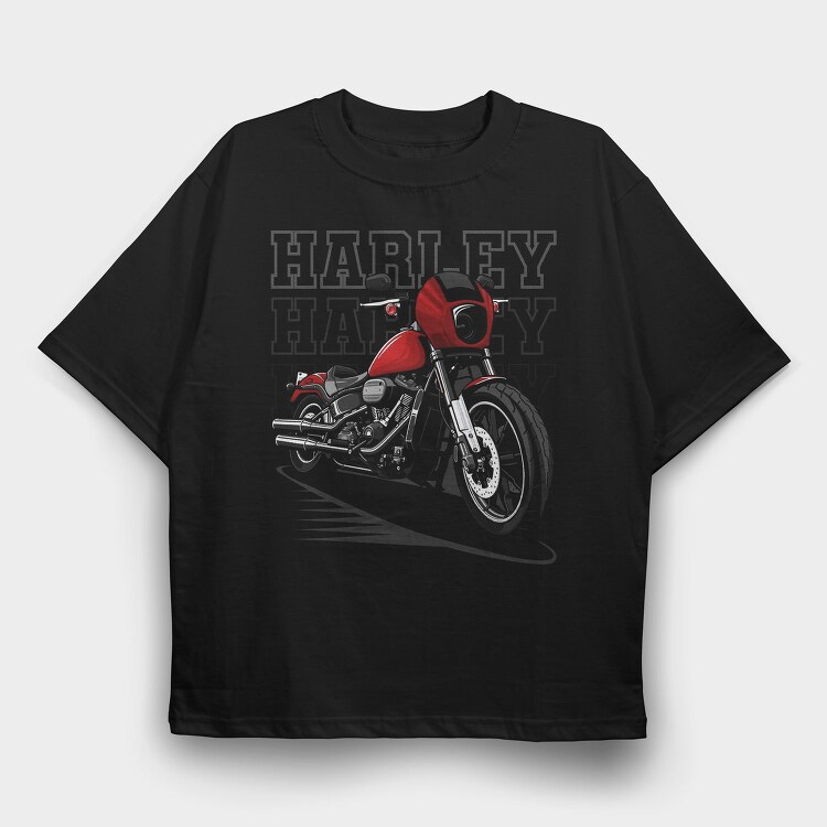 Harley Davidson Red Bike Ride, Tricou Oversize Barbati (Unisex)