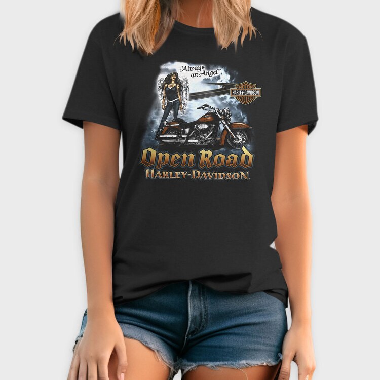 Angel Biker Ride Open Road Harley Davidson, Tricou Barbati (Unisex)