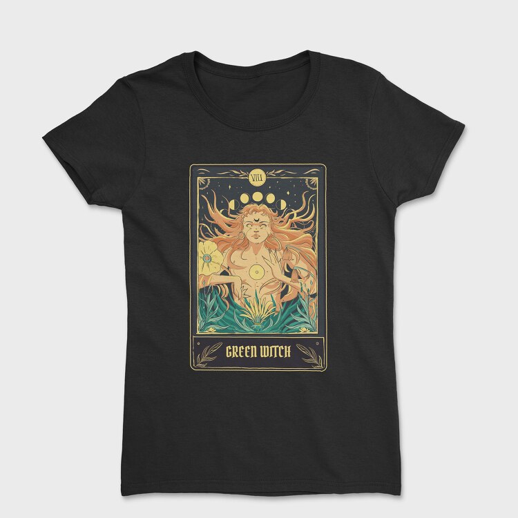 Green Witch Tarot Card, Tricou Femei