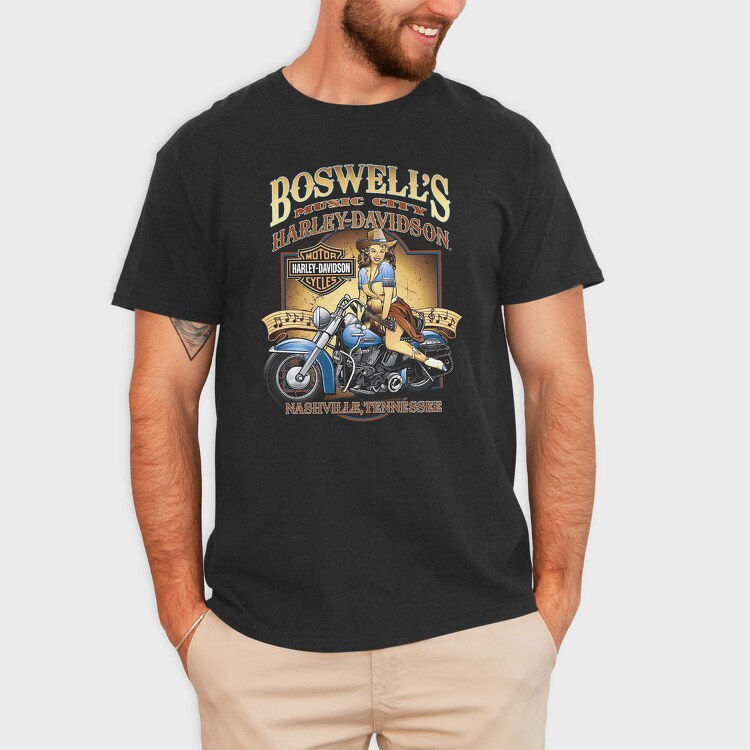 Boswell Music City Biker Girl Nashville, Tricou Barbati (Unisex)