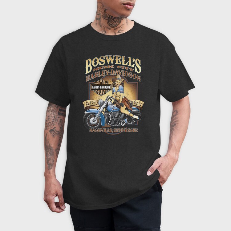 Boswell Music City Biker Girl Nashville, Tricou Barbati (Unisex)