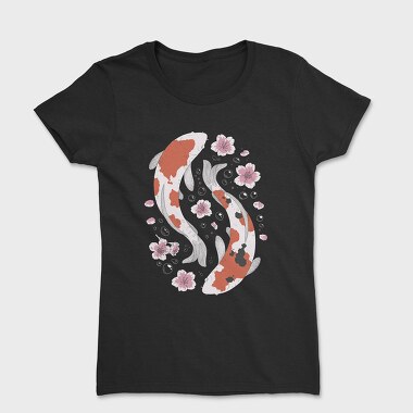 Koi Fish With Cherry Blossom, Tricou Femei